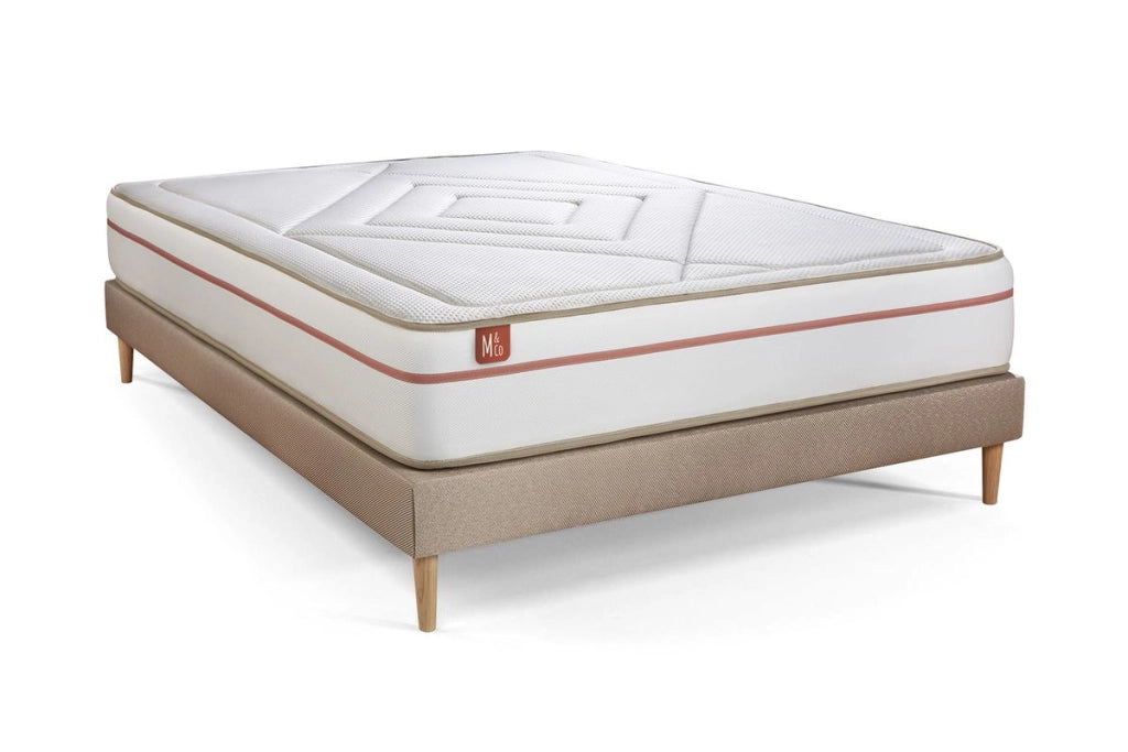 Pacchetto letto completo - Materasso 140x190cm + Box spring con doghe (kit) + 2 cuscini + Piumino - Le Paisible