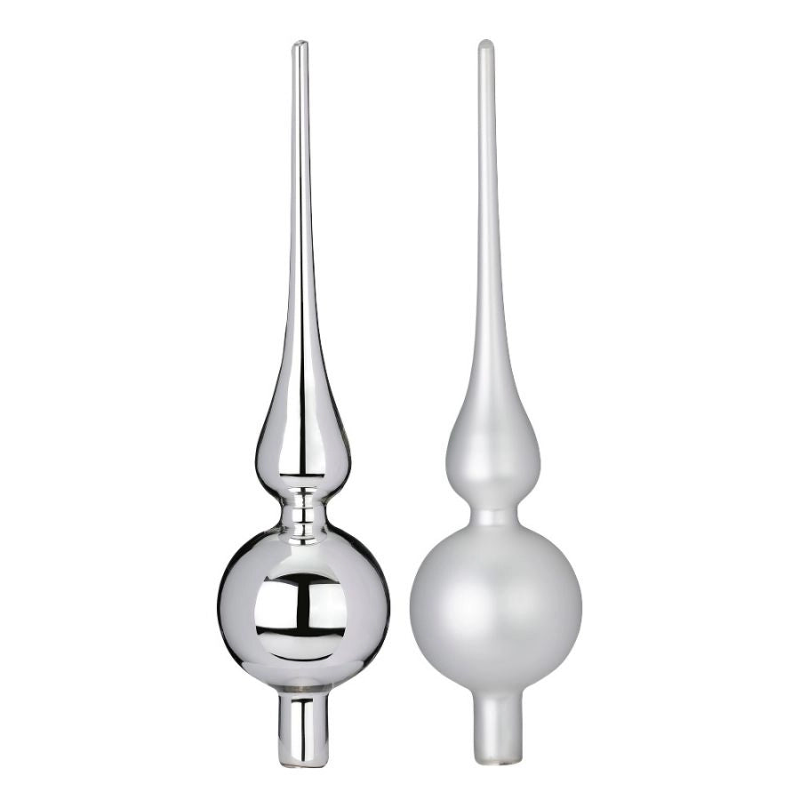 Puntale per albero frosty silver vetro 28 cm prezzo caduno indicare il modello