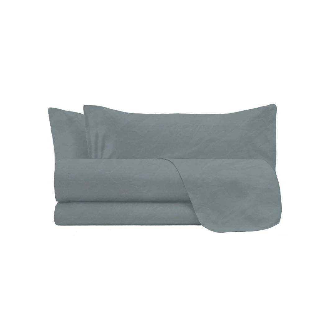 Set Lenzuola Matrimoniale Sopra Sotto e 2 Federe Linea Water Washed Grigio Chiaro