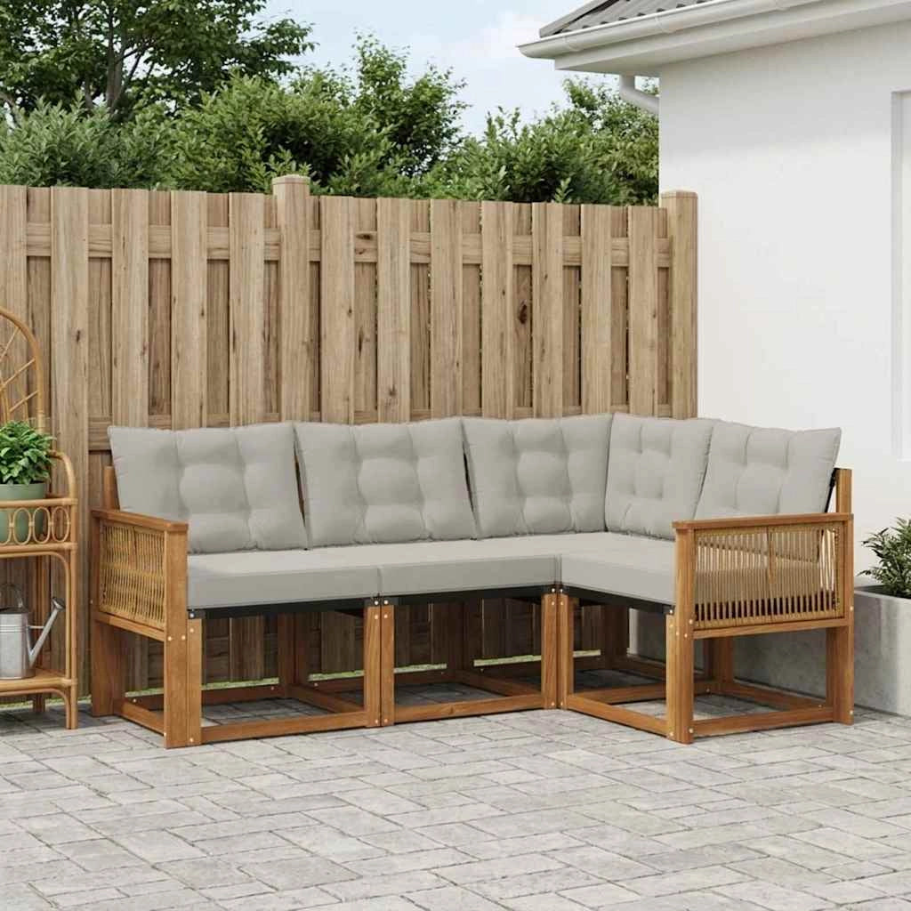 Set di divani da esterno 4 pz Naturale e Grigio Chiaro 3381923