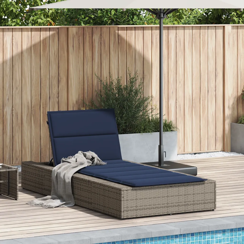 Lettino Prendisole con Cuscino Galleggiante Grigio Polyrattan 4104209