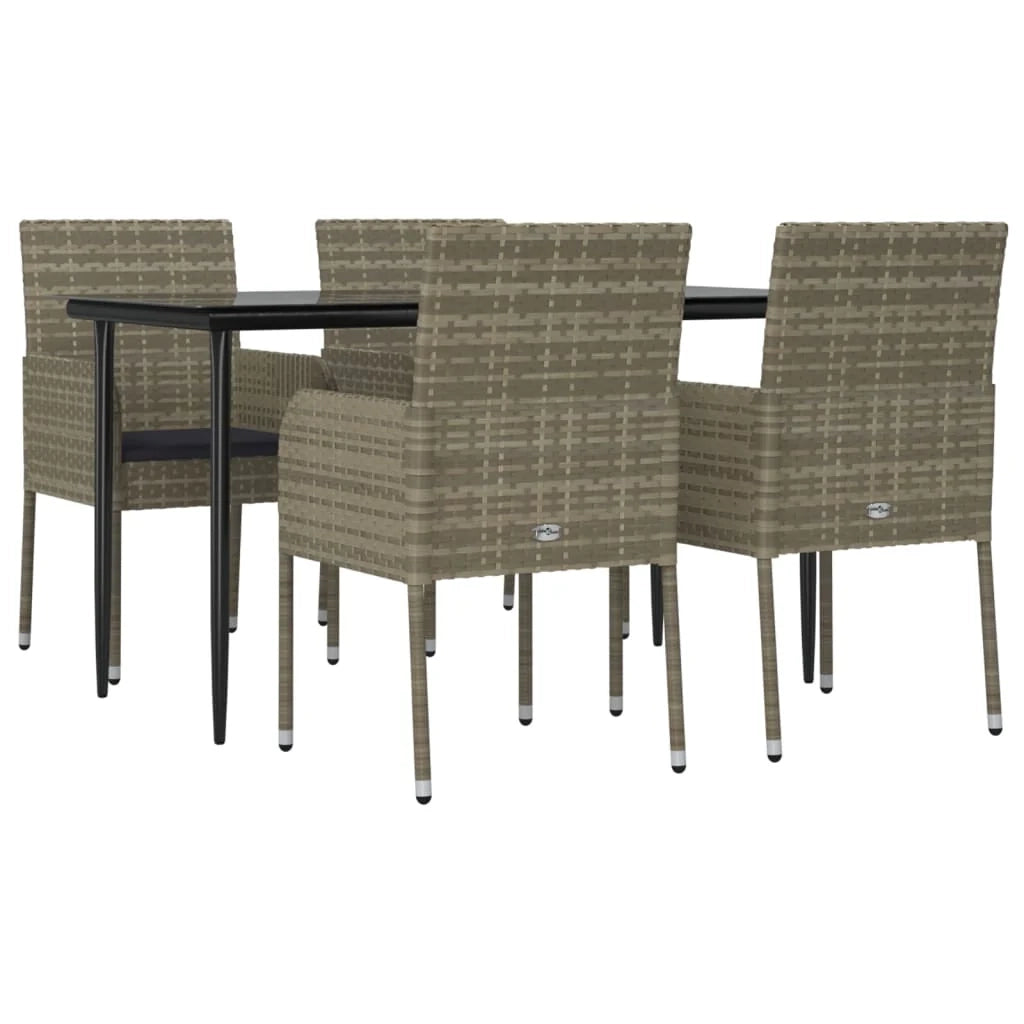 Set da pranzo da giardino nero e grigio da 5 pezzi con cuscini 02_0014859