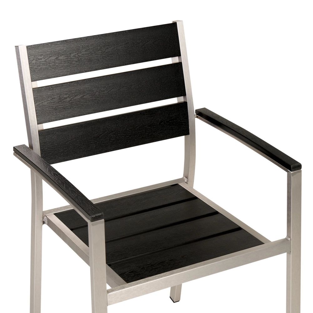 Set di 6 sedie da giardino da pranzo nero e argento con schienale a doghe in alluminio anodizzato set di sedie da esterno