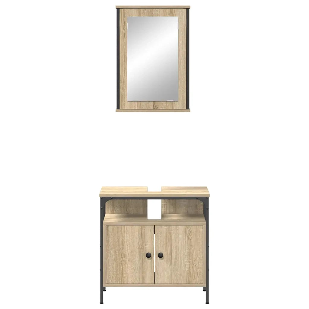 Set di mobili per il bagno 2 pcs Marrone Legno multistrato 3345132