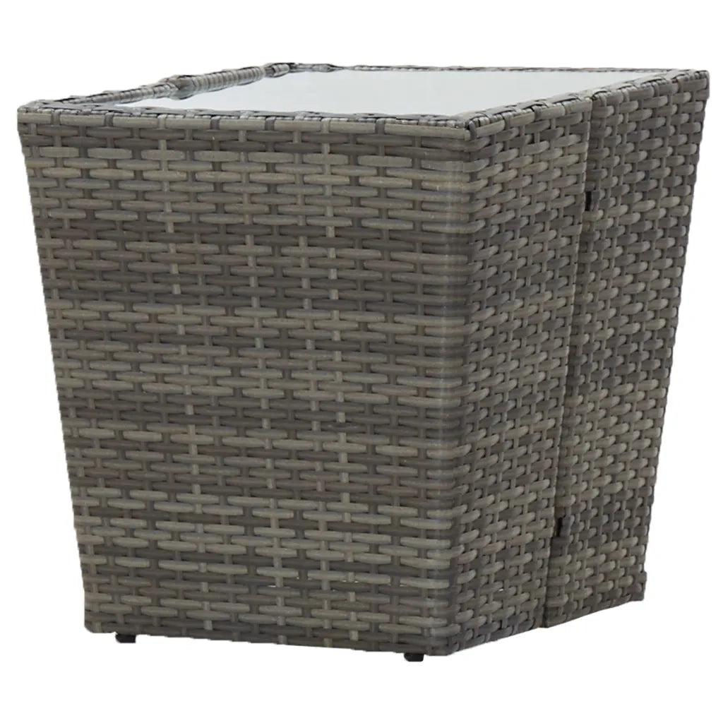 Set Bistrot Giardino 3 pz Polyrattan e Vetro Temperato Grigio 3058359