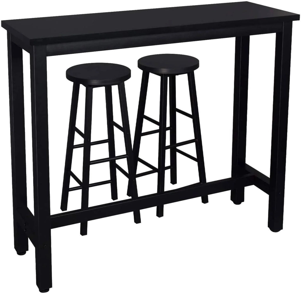 1x tavolo da bar + 2 x set di sgabelli da bar struttura in metallo MDF nero 19_0000035
