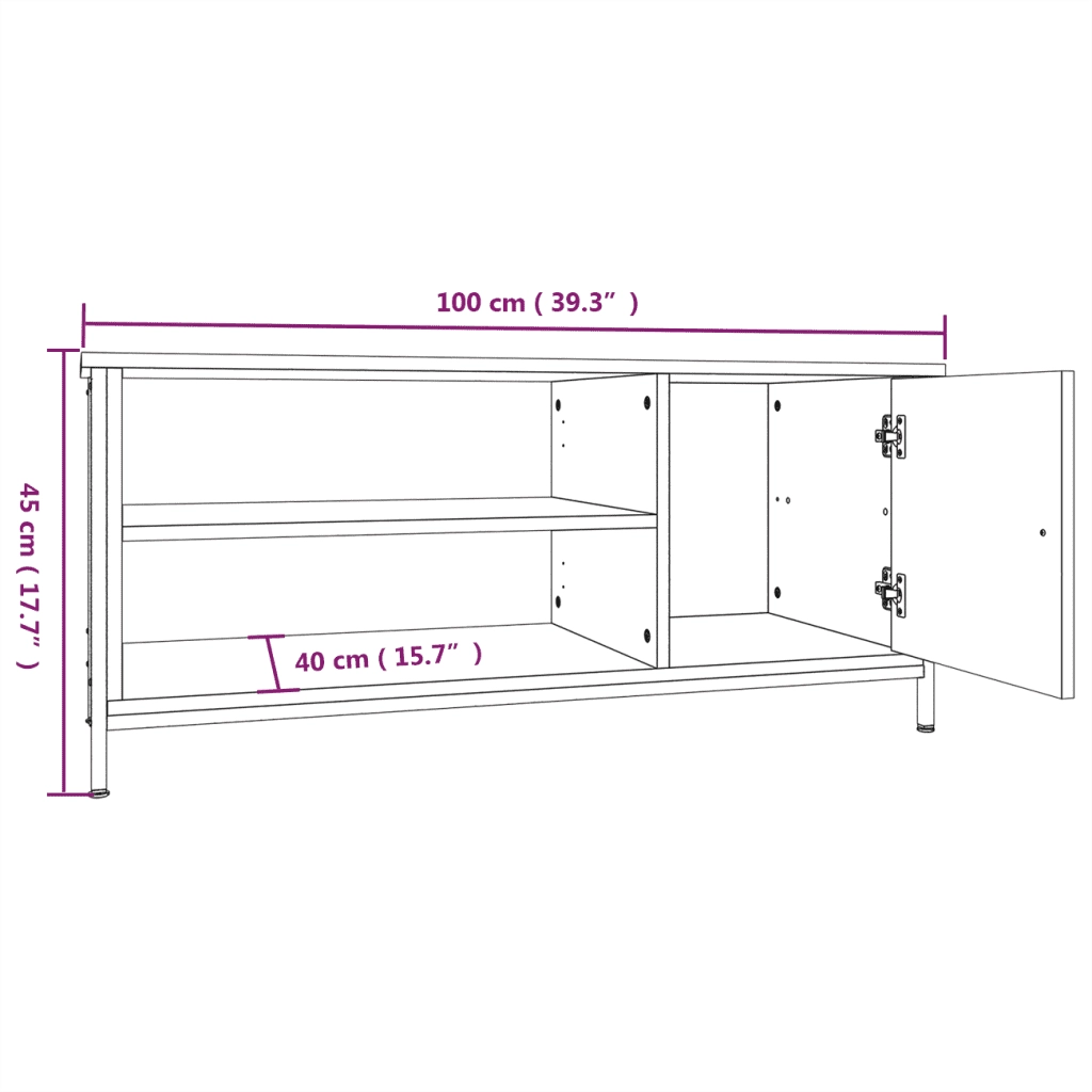 Mobile TV Rovere Fumo 100x40x45 cm in Legno Multistrato