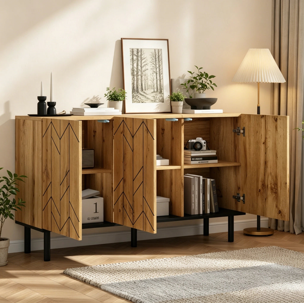 Sideboard moderno con 3 ante e motivo ondulato