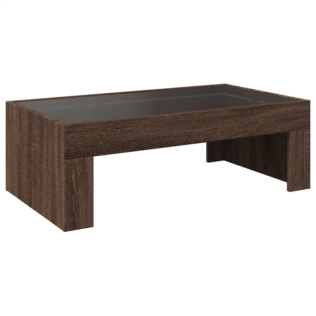 Tavolino da Salotto con LED Infinity Rovere Marrone 90x50x30 cm