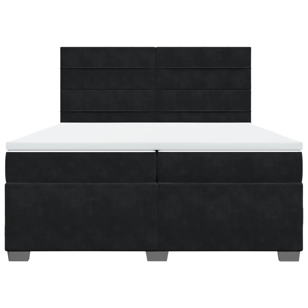 Giroletto a Molle con Materasso Nero 200x200 cm in Velluto