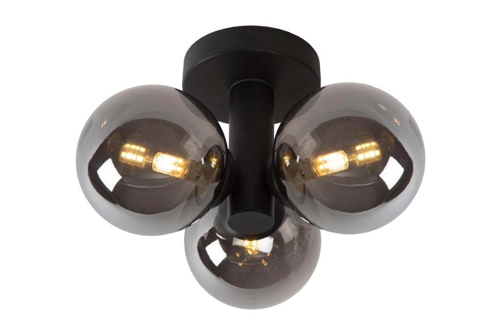 Plafoniera Lucide Trudy nera 3 sfere vetro G9 IP44