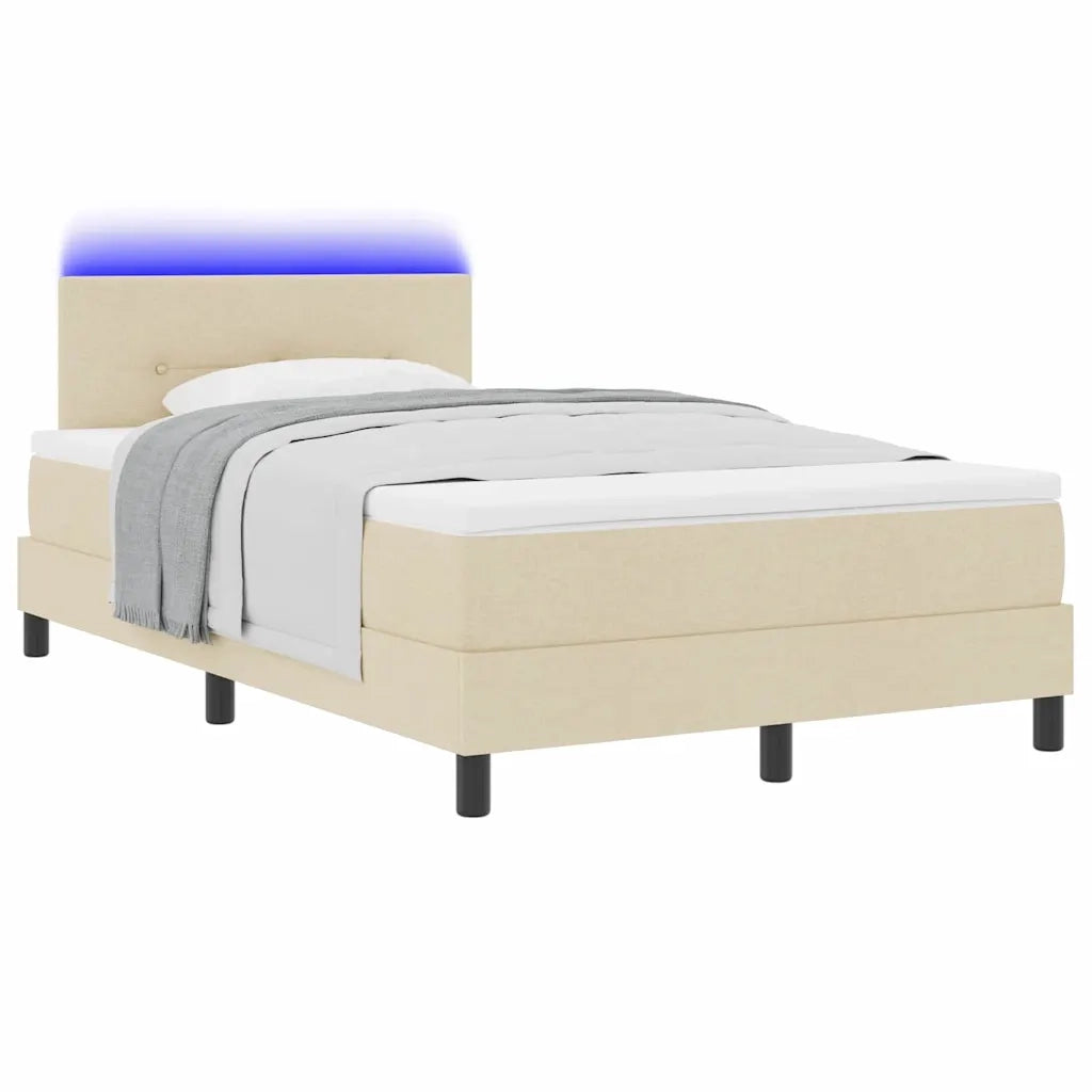 Letto a molle con materasso con led Crema 120 x 200 cm Tessuto 3342203