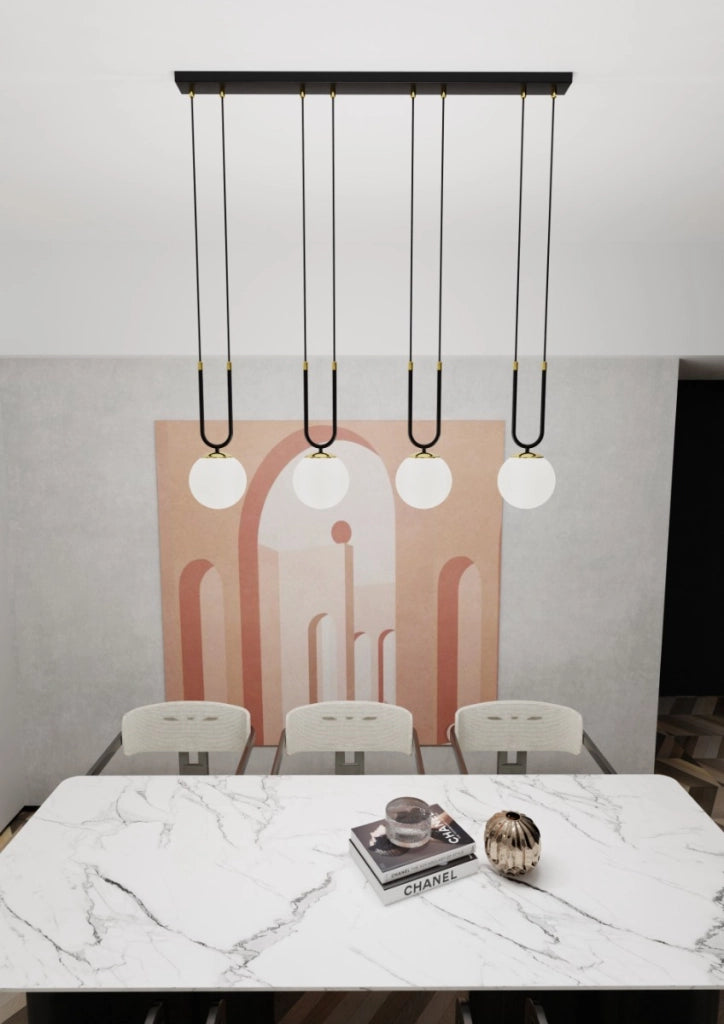 Lampadario Emibig Glam 4xE14 in vetro nero opale oro