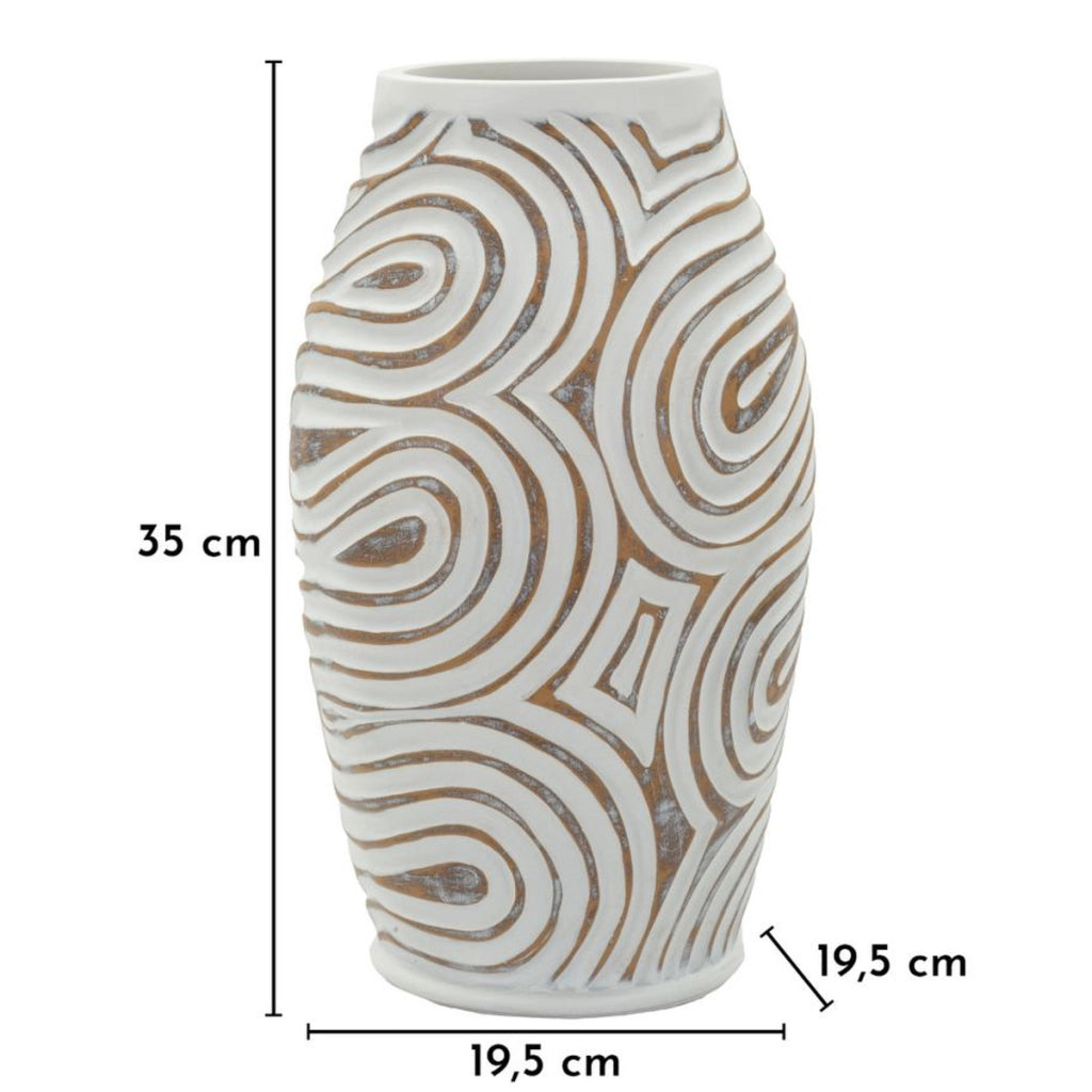Vaso Decorativo VKH1025, Bianco, Poliresina, 19,5x19,5x35 cm