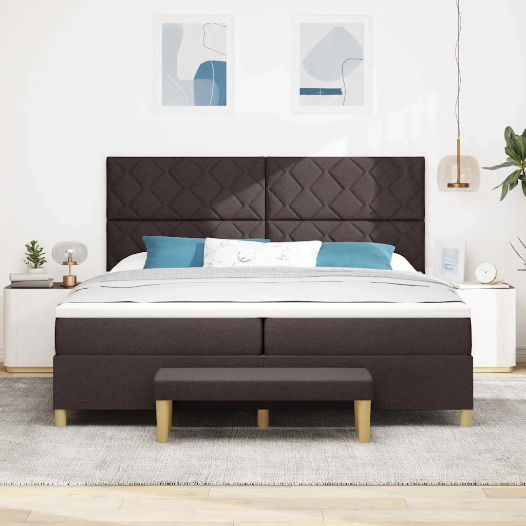 Letto a molle con materasso Marrone Scuro 200 x 200 cm Tessuto