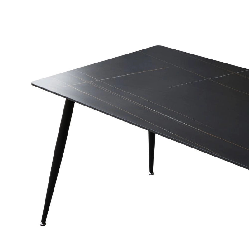 Tavolo Mila 140x80 top ceramica effetto marmo nero opaco