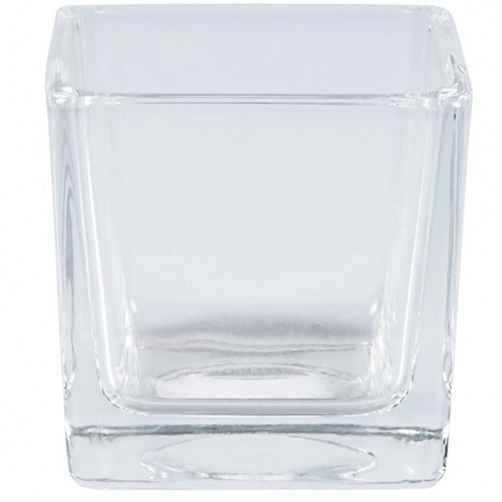 Trade Shop - Vaso Cubo 6x6x6cm Cristallo Trasparente Vetro Candela Confetti Portafiori Pianta -