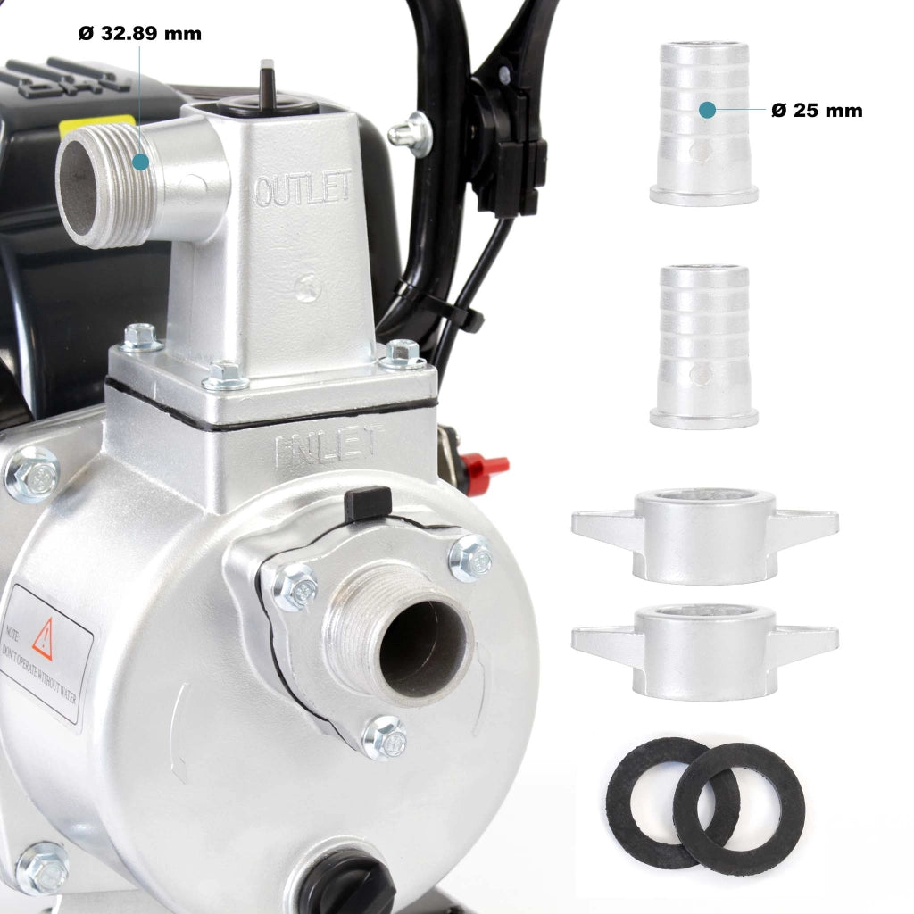 Pompa dell'acqua a benzina 1kW a 6.500 rpm Pompa da giardino da 8.000l/h Prevalenza 30m