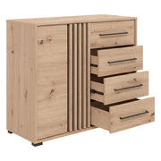 Madia Boscone, Credenza 4 Cassetti, 93x40x82h cm Marrone Rovere Nodi