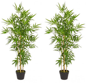 Set 2 Piante Artificiali di Bamboo 60x60x130 cm in Plastica con Vasi Verde