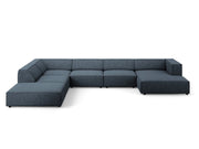 Cosmopolitan Design - Divano panoramico sinistro "Arendal" 7 posti in ciniglia blu reale 