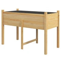 Orto Rialzato con 2 Fori di Drenaggio e Sacca in Tessuto non Tessuto, in Legno di Abete, 115x55x80 cm