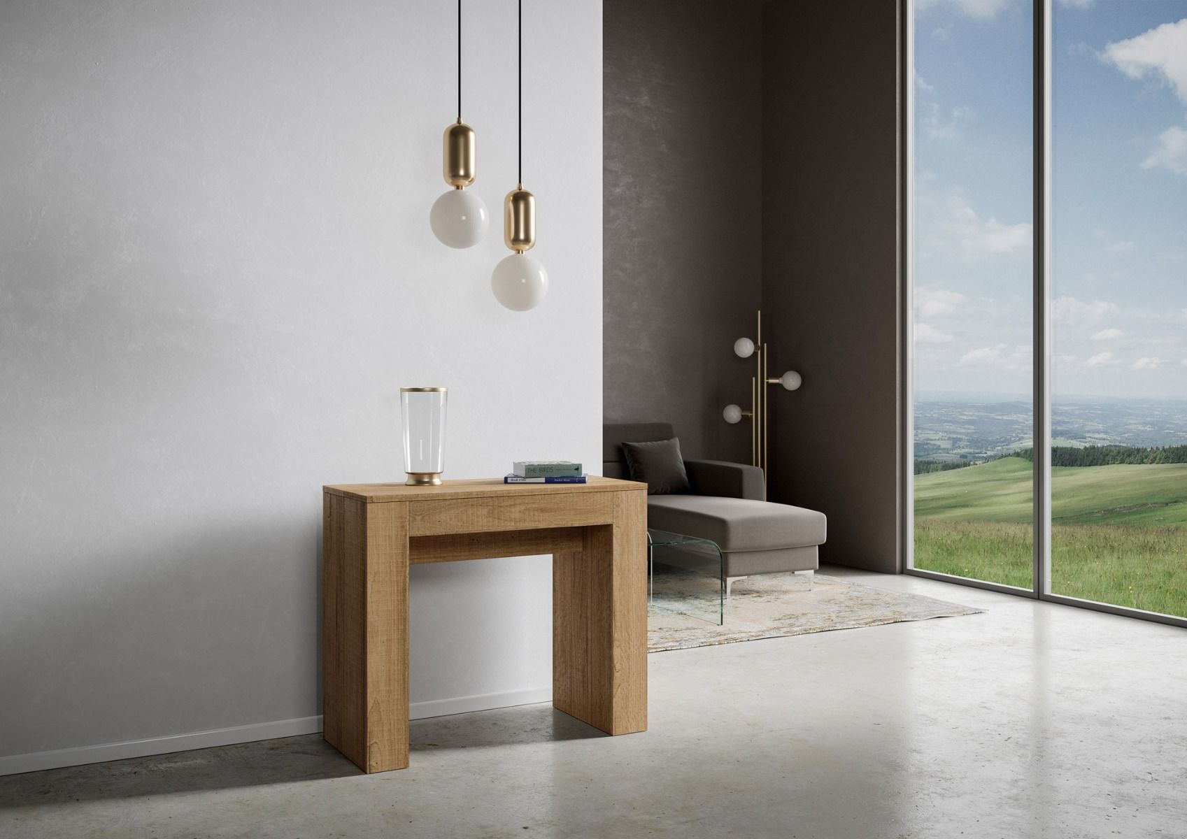 Consolle Allungabile 90-302x42x77 cm in Nobilitato Marrone