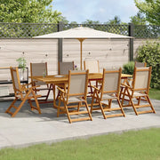 Set Pranzo da Giardino 9pz Legno Massello di Acacia e Textilene