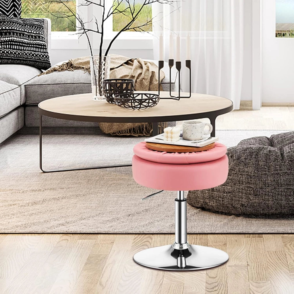 Sgabello Girevole a 360° con Ruote, 51-66 cm Altezza Regolabile Sedia da Lavoro, per Camera da Letto, Soggiorno, Bar, 3 Colori