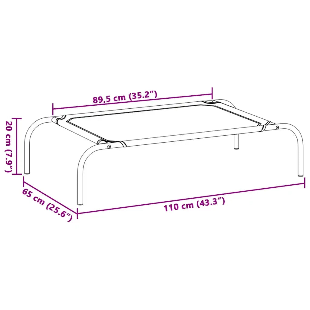 vidaXL Cuccia per Cani Rialzata Nera 110x65x20cm Tela Oxford e Acciaio