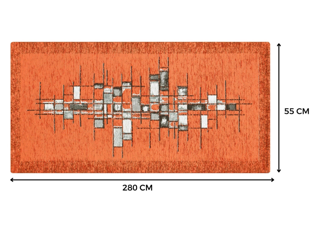 Tappeto Passatoia Cucina Corsia Retro Antiscivolo Disegno Pixel By Suardi - 55x280 - Arancio