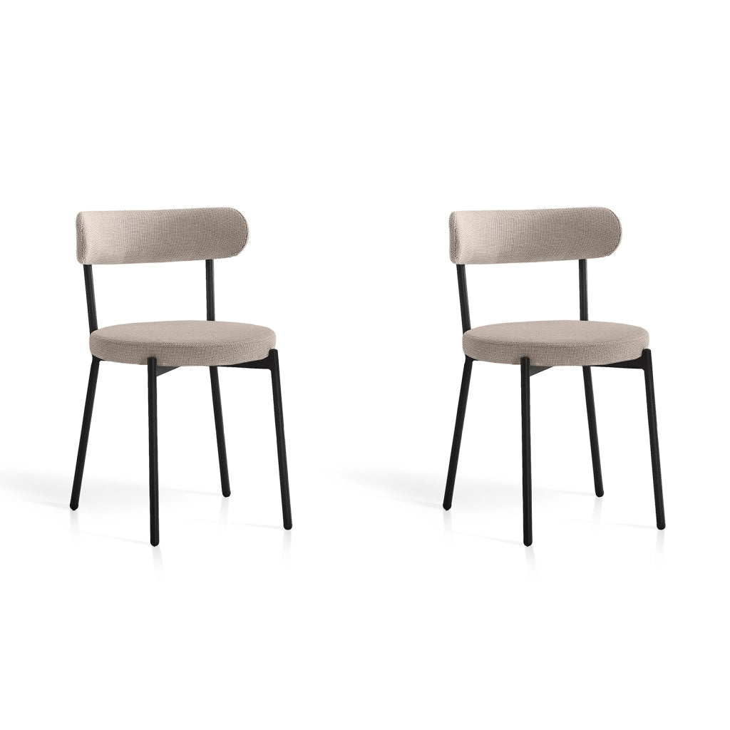 Set 2 sedie da pranzo Hispanohogar ferro e tessuto beige 75×46×49 cm