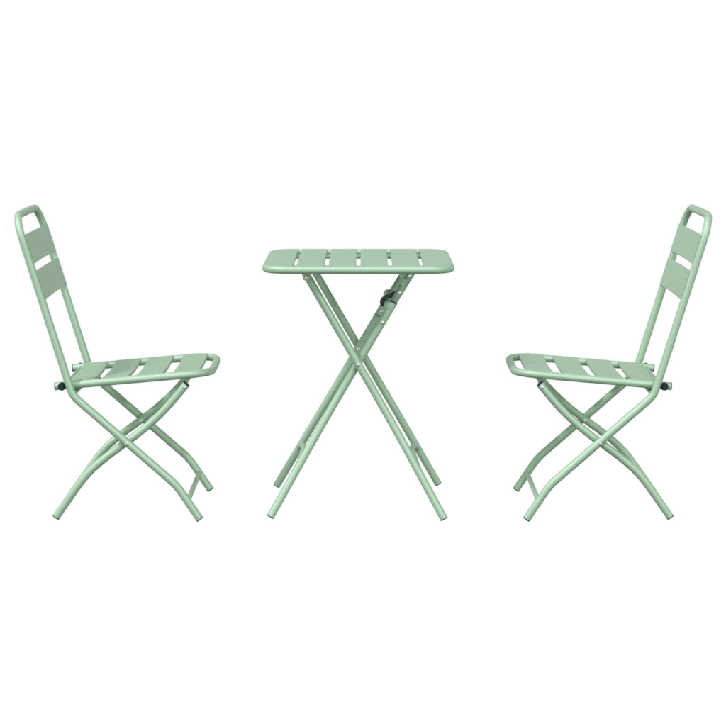 Set Bistro Pieghevole 3 Pezzi Verde Chiaro in Acciaio -