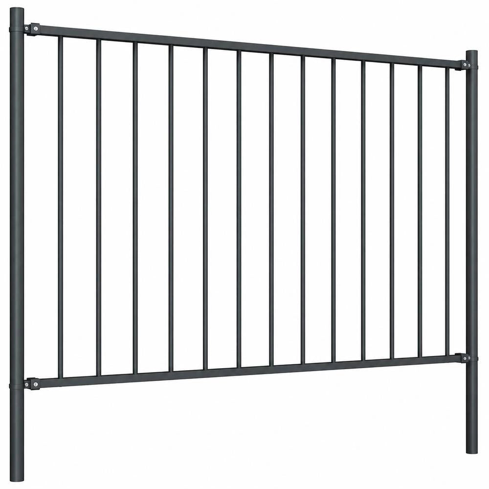 Fence Panel With Posts, Powder-coated Steel, 1.81 X 1 M, Anthracite