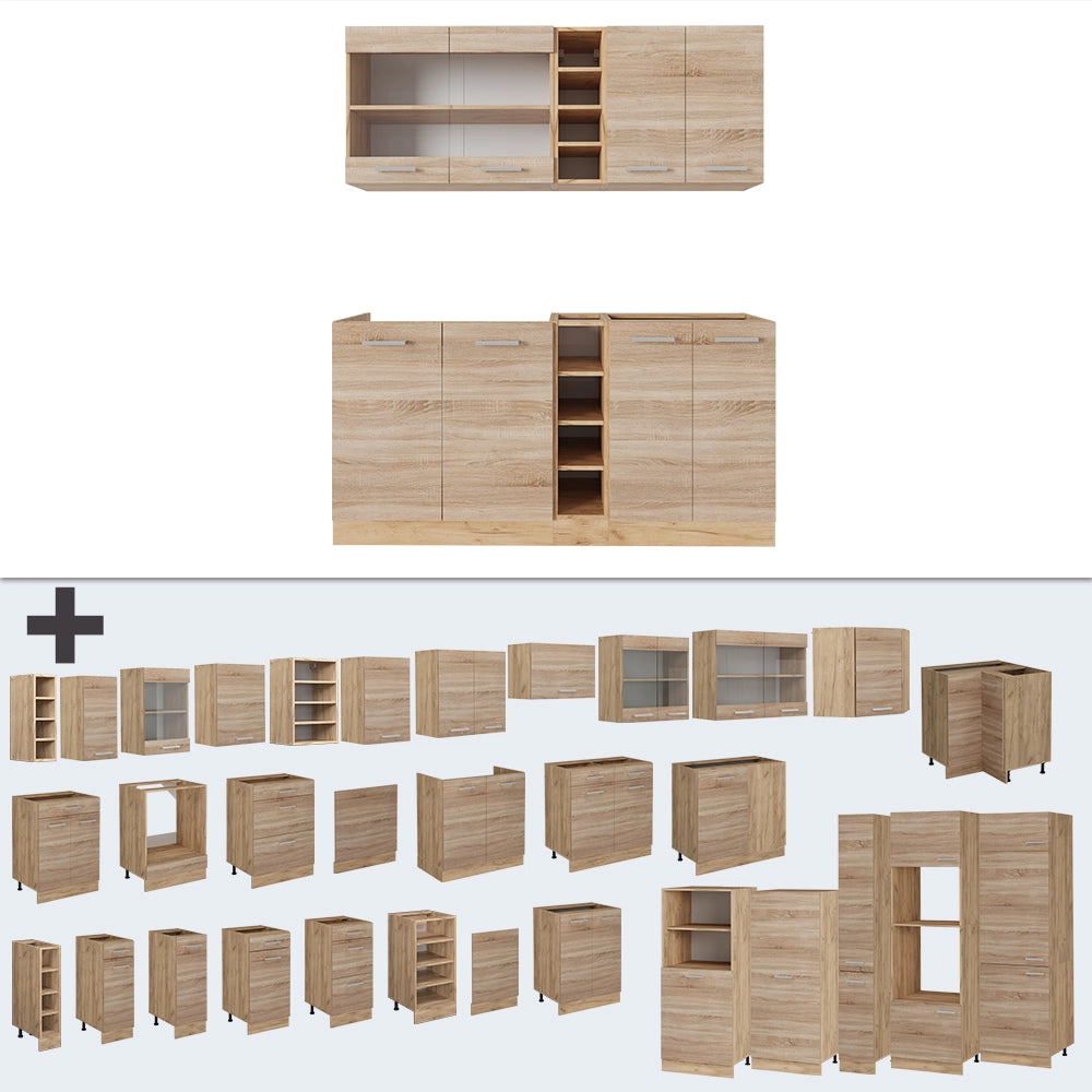 Vicco Cucina completa Rovere Sonoma/Goldkraft 160 cm senza piano di lavoro