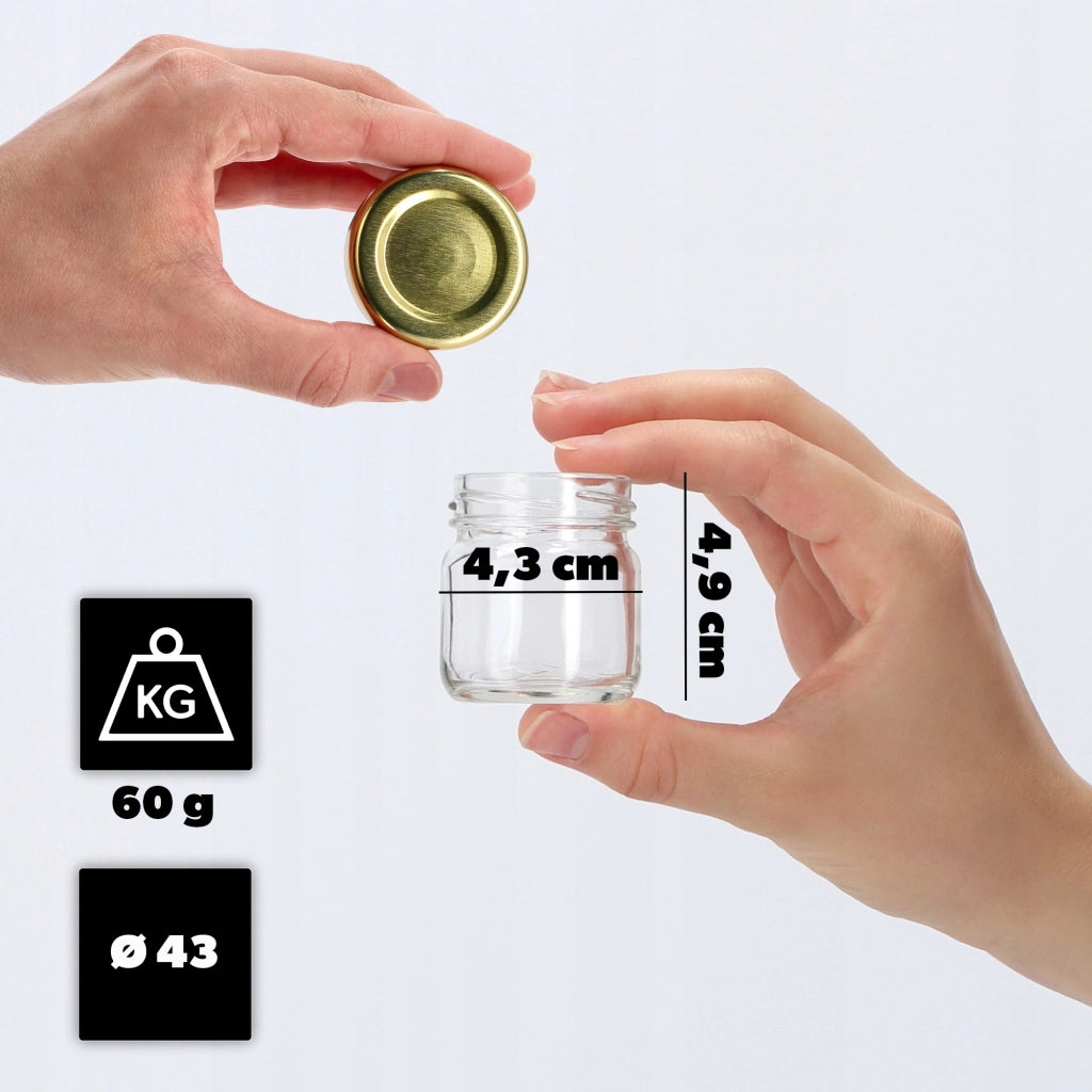 Barattoli di vetro KADAX Halli 40 ml 10 pezzi 43 mm + coperchi dorati