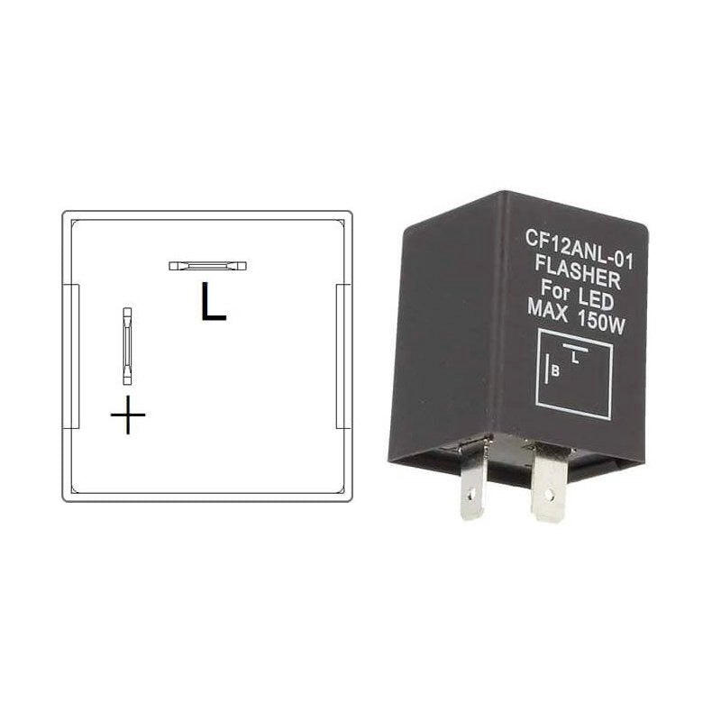 Flasher Led Lampeggiatore Rele Relay 2 Pin CF12 Positivo Sinistra 12V Per Frecce Led Auto Americane