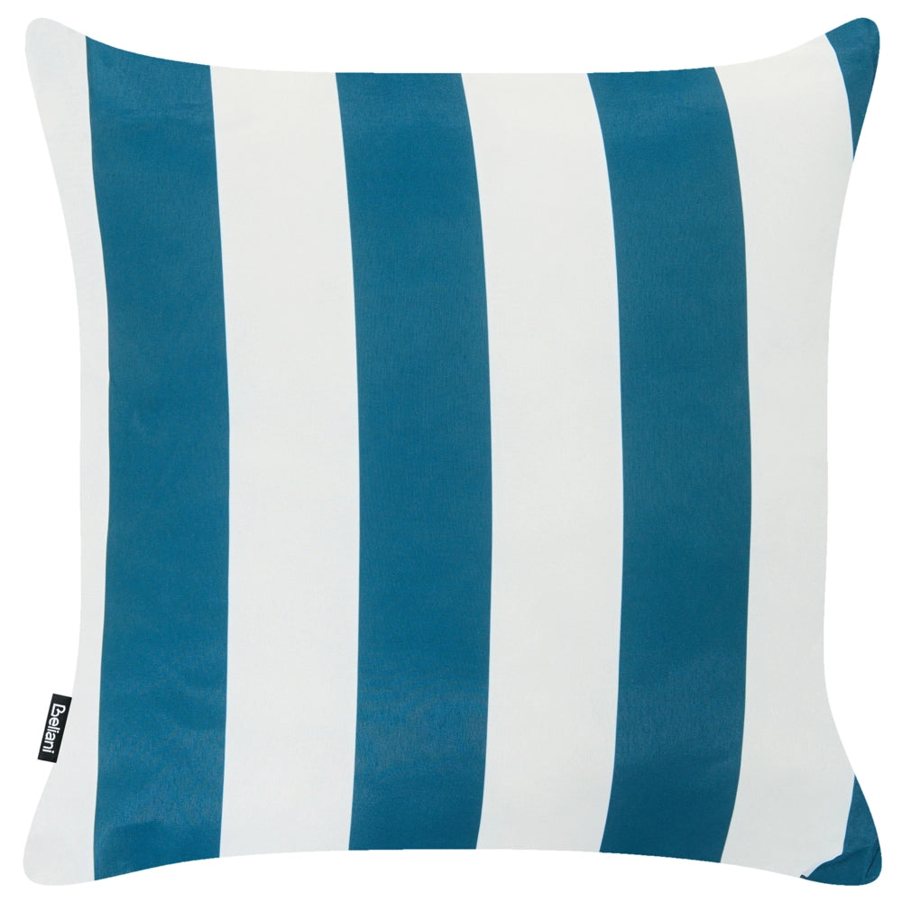 Set di 3 Cuscini Decorativi da Esterno Bianco e Blu in Poliestere per Giardino