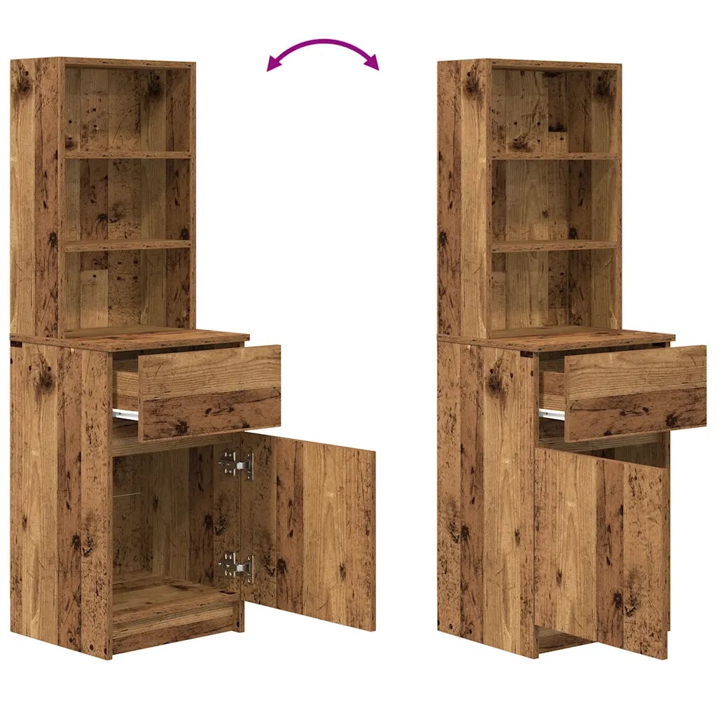 vidaXL Comodino Legno Antico 39x35x125 cm in Legno Multistrato