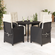 Set da Pranzo da Giardino 5 pz Nero con Cuscini in Polyrattan 3212522