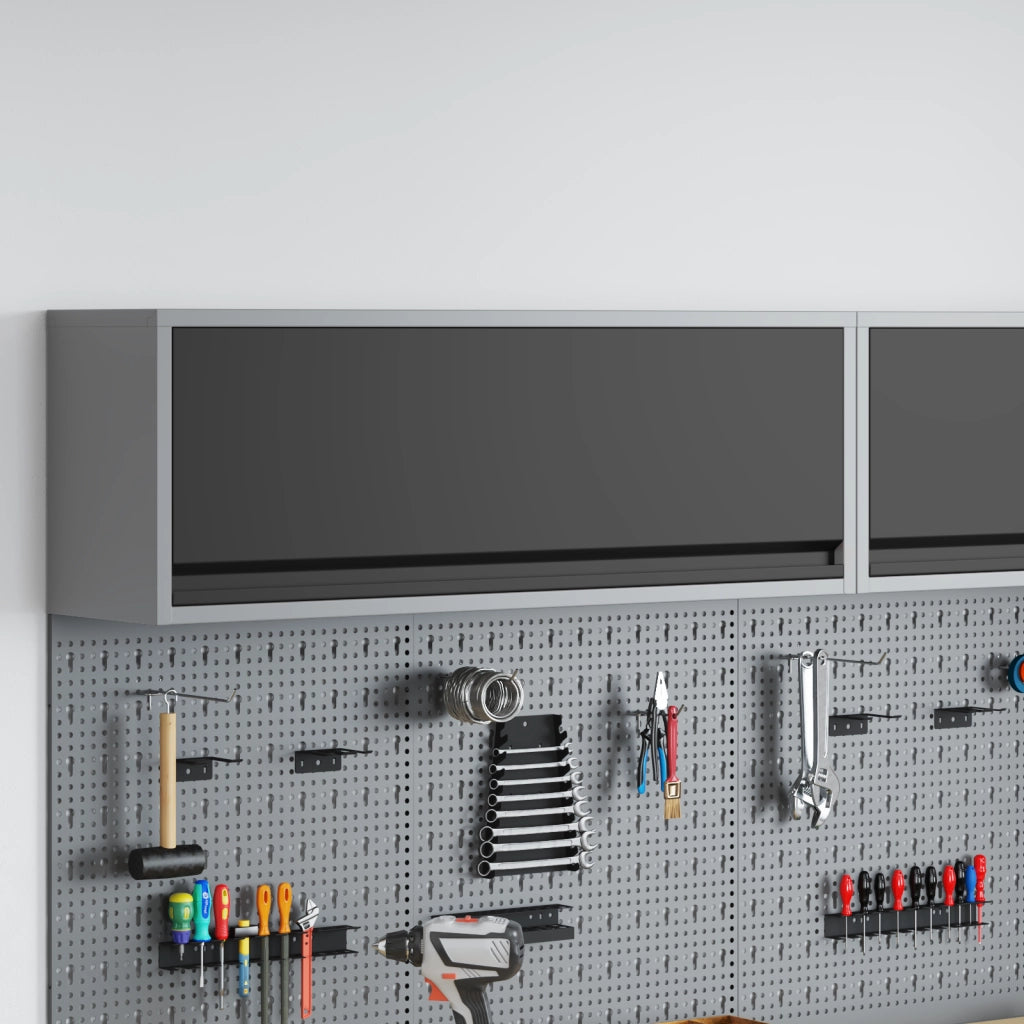 Armadio per Attrezzi a Muro con Porta a Gas Nera 100x25x35 cm