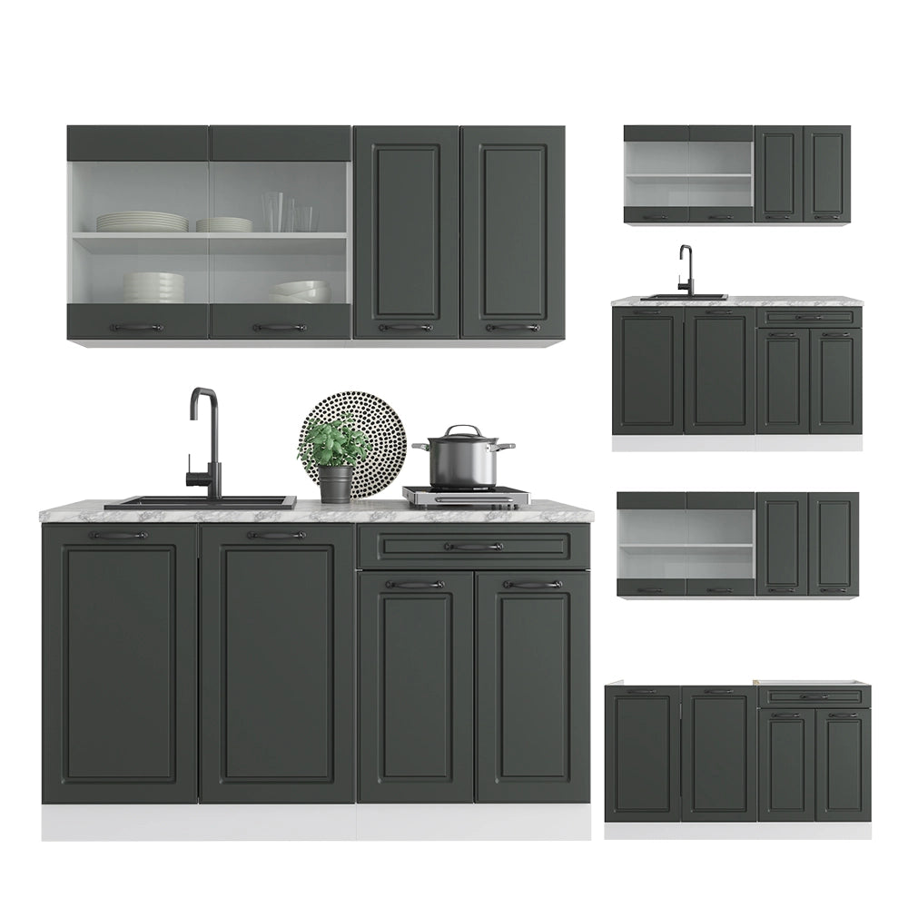Vicco Cucina monoblocco Antracite casa di campagna/bianco 140 cm , PL Marmo