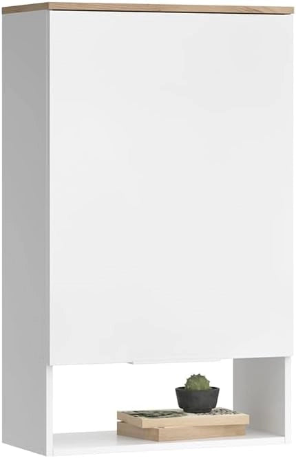 Credenza Wido, Bianco/Sonoma, 60 x 100 cm con porta, adatto al montaggio a parete per bagno o cucina