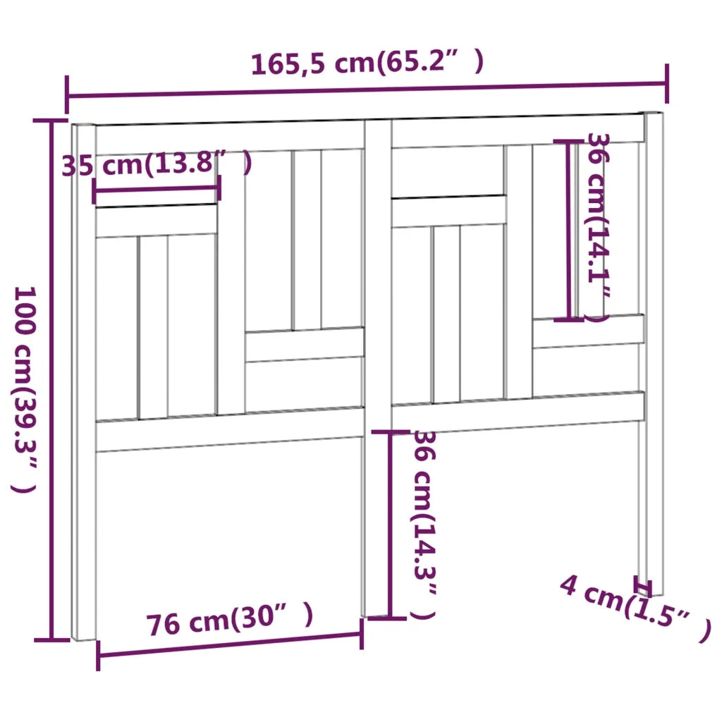 Testiera | Testata per Letto 165,5x4x100 cm Legno Massello di Pino