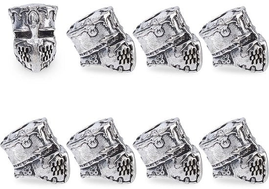 Accessori per gioielli - Catena a 8 pezzi - Acciaio in argento antico - Legering metallica - Dimensioni 22x16x19,5mm - Foro di 6mm - Disegno a tema cavaliere vittoriano