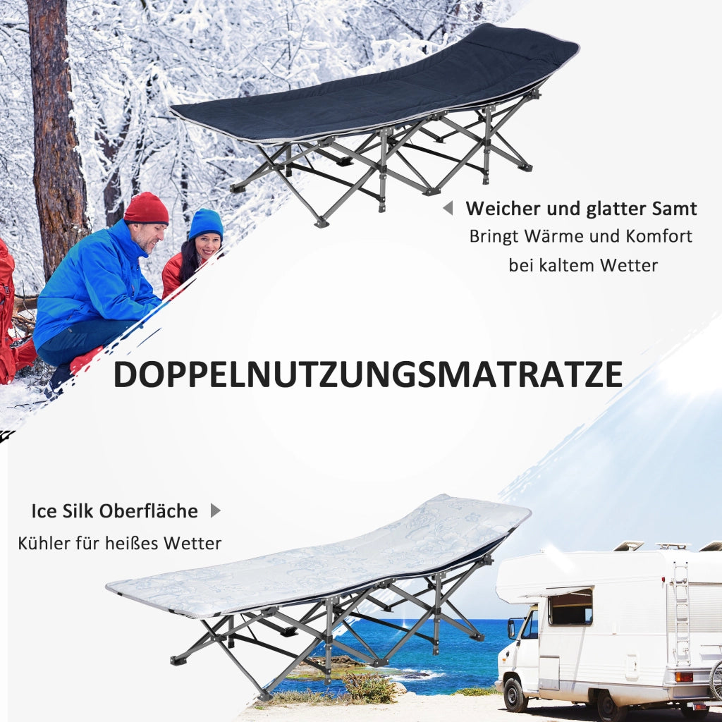 Letto da campo pieghevole con cuscino ¨C zephmum ¨C 188x64.5x53 cm blu scuro
