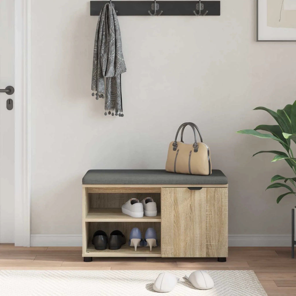 Panca per ingresso con cuscino Rovere Sonoma 80 x 38 x 46 cm 891506