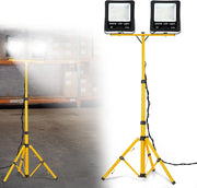 Faretto da costruzione, 2 x 200 W, 16000 lm, con treppiede regolabile e cavo da 3 m, impermeabile, IP66, per garage, officina, cantiere, bianco freddo