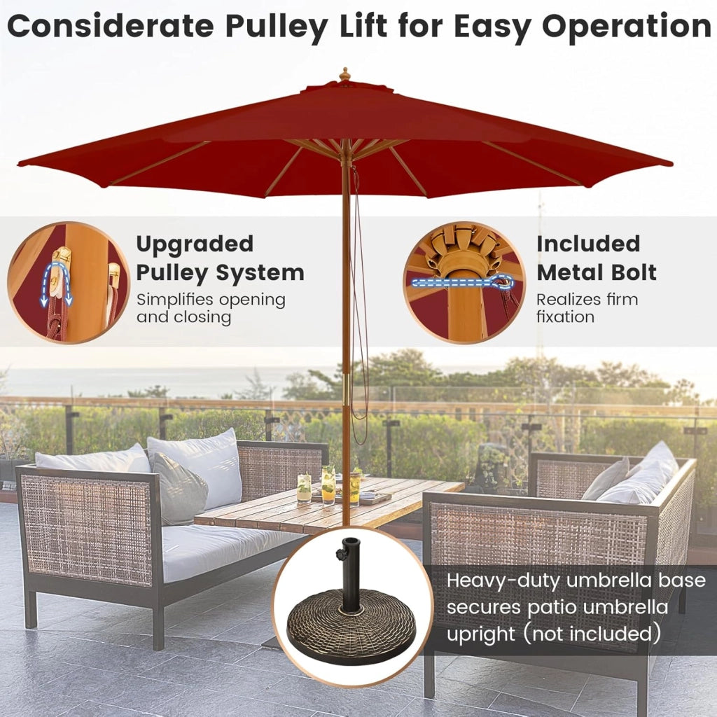 Ombrellone da Giardino 3 x 3 m, Ombrellone da Balcone Pieghevole, Parasole da Spiaggia Antivento in Tessuto di Poliestere con Costole, Ombrellon senza Base per Cortile