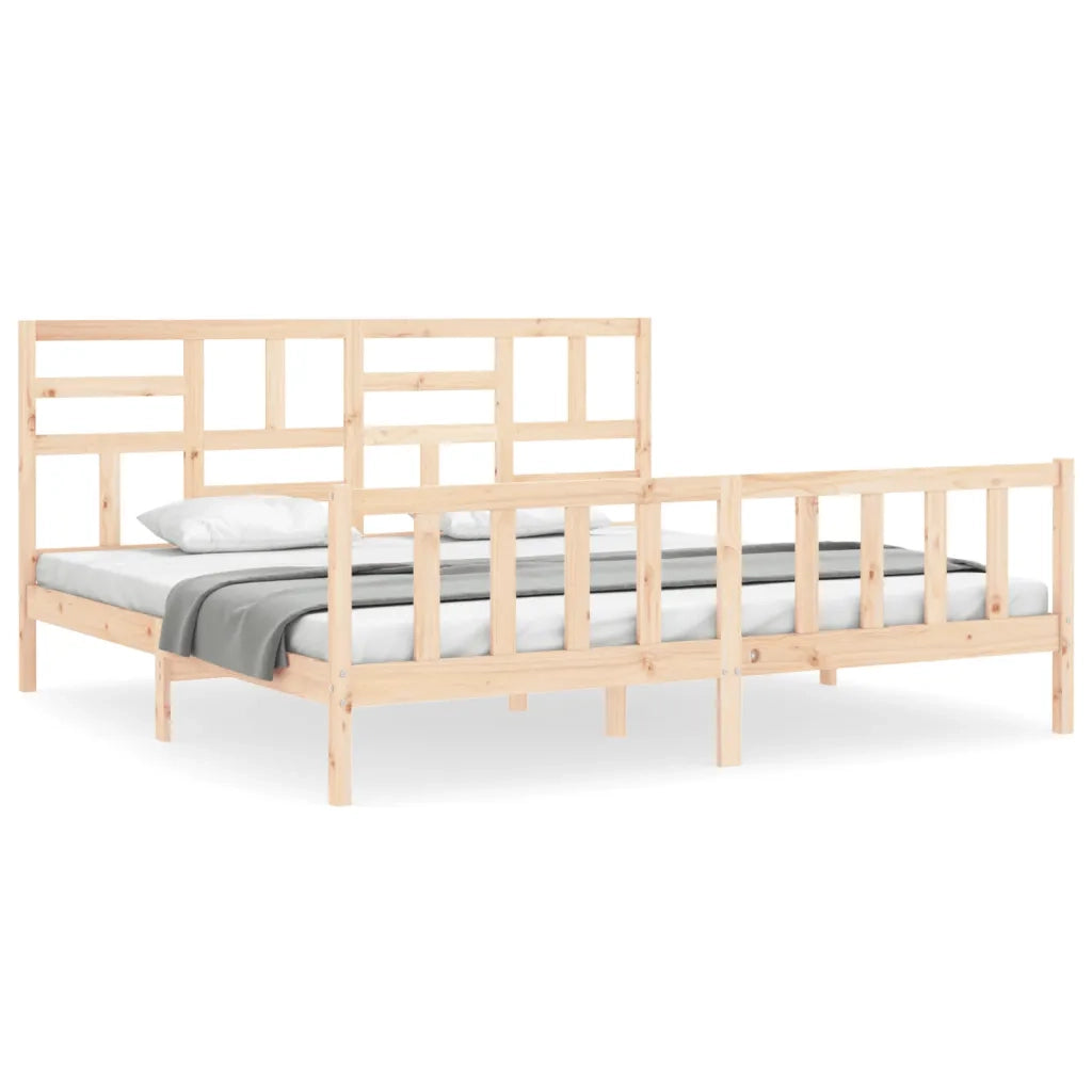 Giroletto con Testiera Super King Size-Struttura Letto in Legno Massello 726769